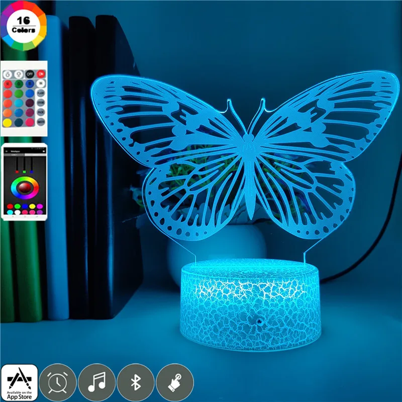 

Beautiful Butterfly Animal Night Light for Baby Children Kids Bedroom Decoration Vision 3d Lamp Desk Light Best Xmas Gifts Toys