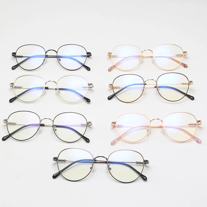 

Round transparent Glasses for Women Men Vintage Classic Metal Flat Mirror Optical Spectacles Frame Unisex eye glasses computer