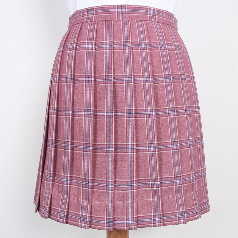 

Pink JK Uniform Skirts For Student Girls School Uniform Pleated Skirt Fashion Grid High Waist Pleated Skirts