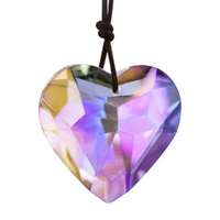 hd 45mm facted heart crystal prism suncatcher chandelier part pendant glass art hanging home garden decor diy ornament purple