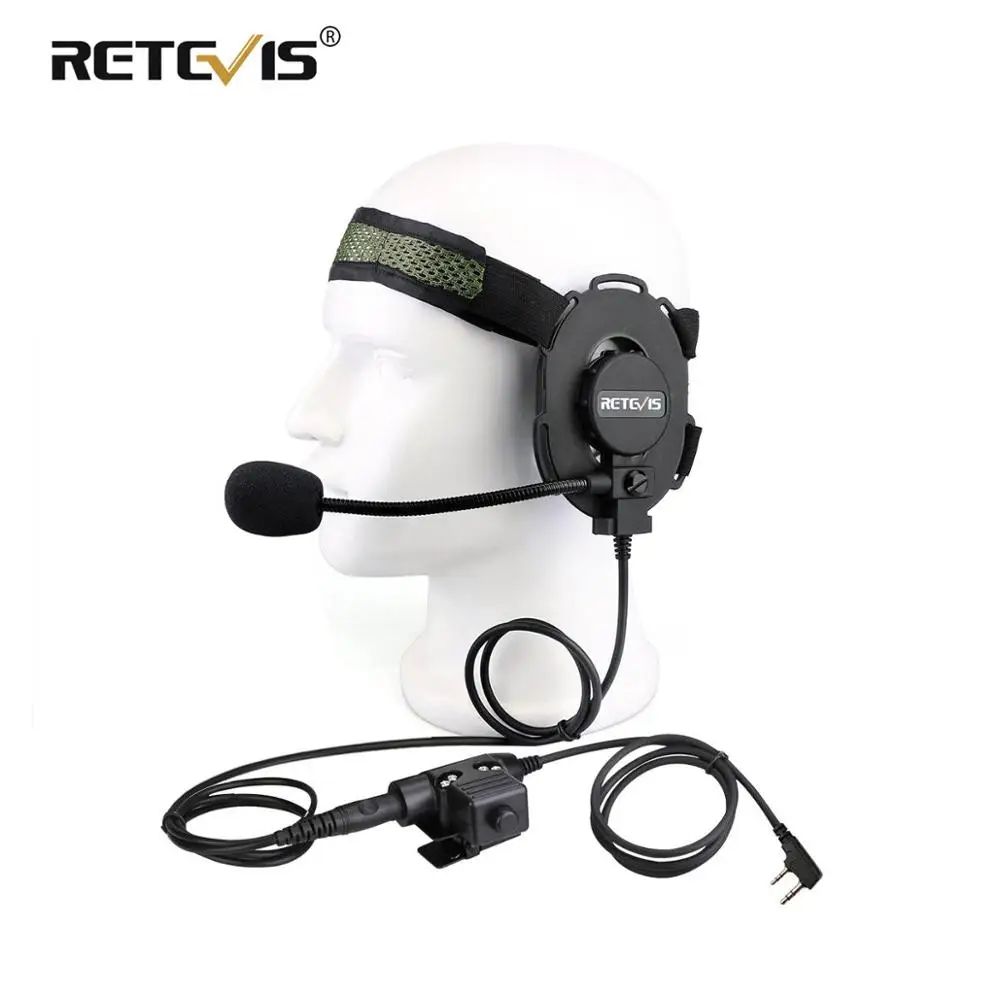 Тактическая гарнитура Retevis EH060K 2 армейская с PTT для страйкбольной игры