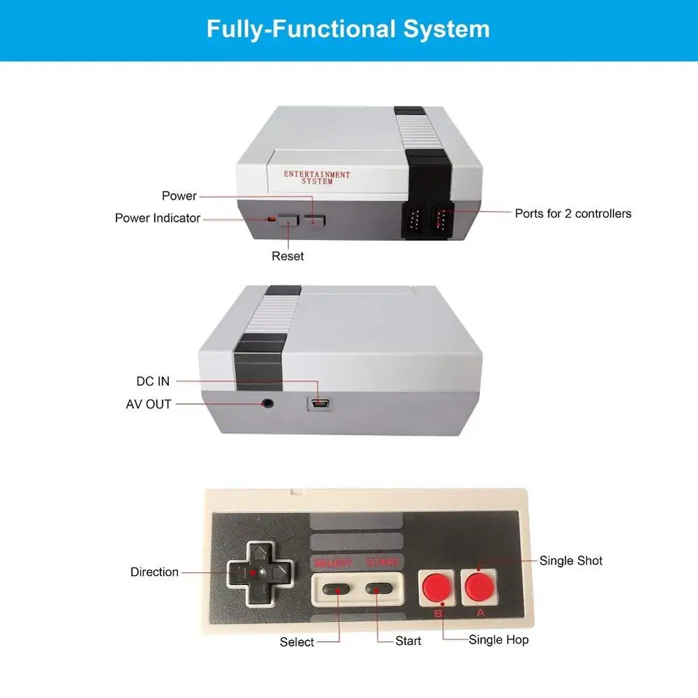 Ретро игровая консоль AV/HDMI NES Mini Classic Edition 2 встроенных контроллера 600 классических