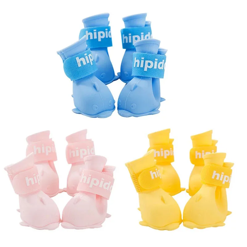 

4Pcs Pet Dog Rain Shoes Anti Slip Waterproof Cat Anti-Scratch Shoe Rubber Boots Puppy Chihuahua Outdoor Footwear Pets Supplies
