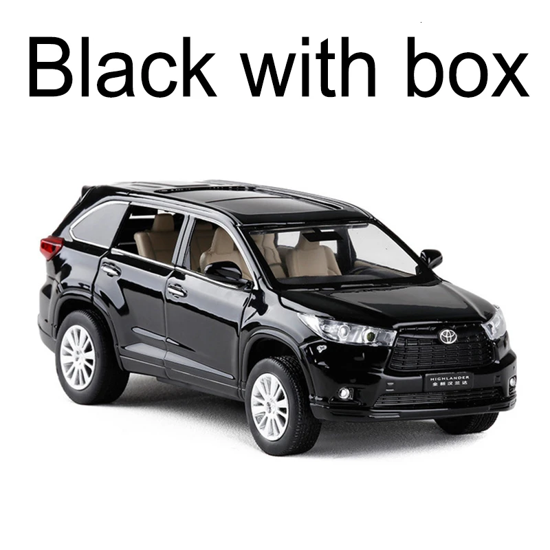 1:32 TOYOTA Highlander литья под давлением сплав модель автомобиля игрушка высокая имитация металла SUV модель 6 дверей может быть открыт подарок для детей Рождество - Цвет: Black with box