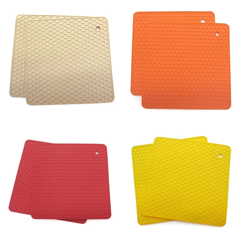 

Square Honeycomb Placemat Food Grade Silicone Heat Insulation Pad Anti-scalding Anti-slip Thickening Microwave Mat