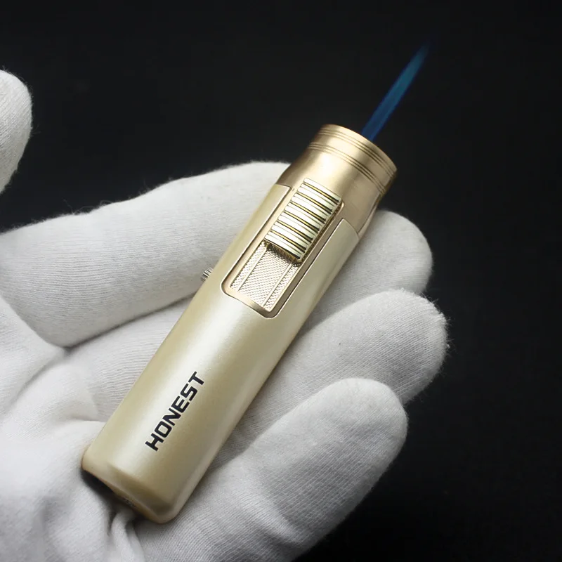 

Men Turbo Jet Butane Gas Lighter Metal Strip Windproof Cigar Lighter 1300 C Fixed Fire Portable Devices