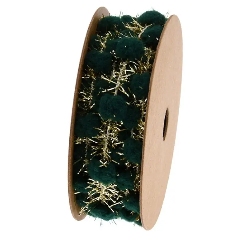 

Glitter Tinsel Pom Pom Wire Ribbon Metallic Garland DIY Gift Wrapping Decoration Y3NE