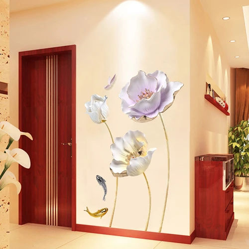 B 110X80CM 180*110 см наклейка на стену тюльпан 3D бабочка Цветочные наклейки Съемная гостиная спальня декор для ванной, дома плакаты для украшения - Цвет: B 110X80CM