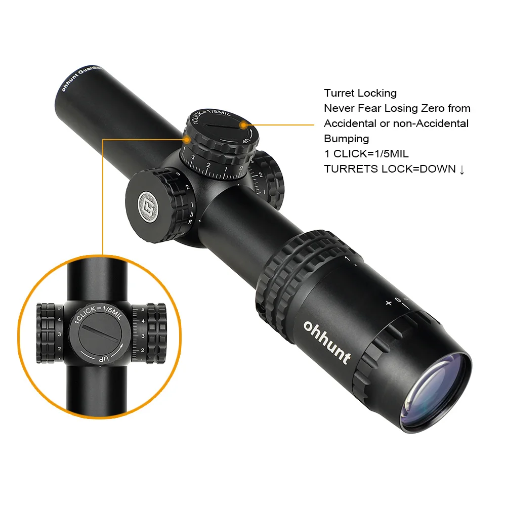 Компактный охотничий оптический прицел ohhunt Guardian 1-5X24 с гравировкой и тонкими