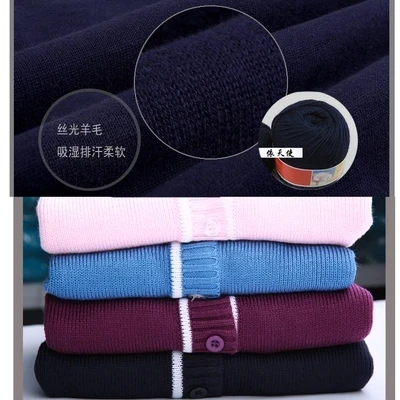 Nurse's sweater cardigan thickened navy blue and white edge Korean version warm knit jacket doctor's emergency outpatient cloths |