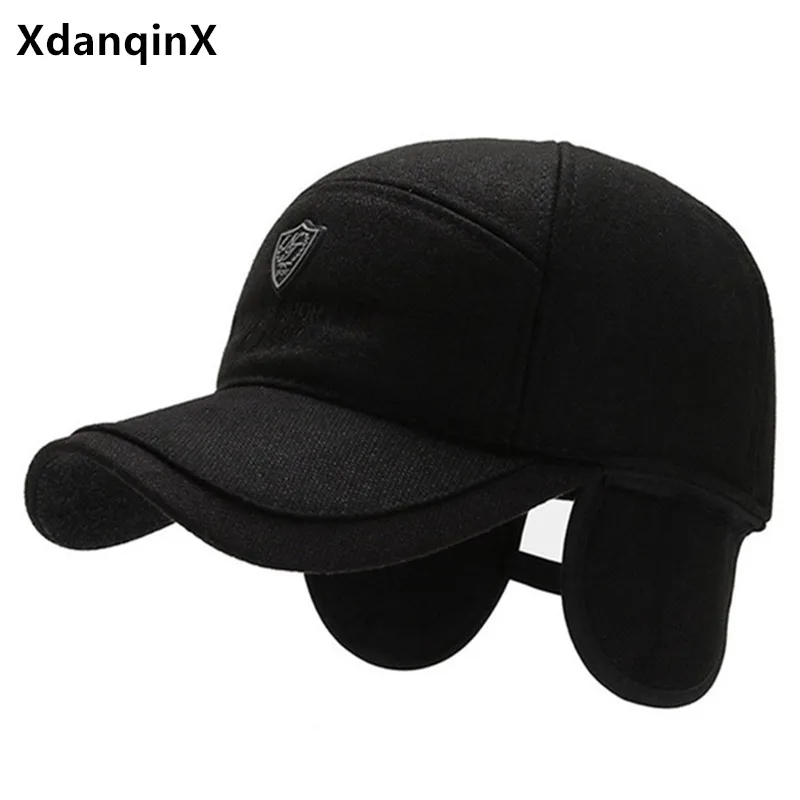 

Мужская кепка XdanqinX, зимняя теплая Бейсболка для мужчин, шапка с наушниками регулируемый размер, простая повседневная брендовая Спортивная ...