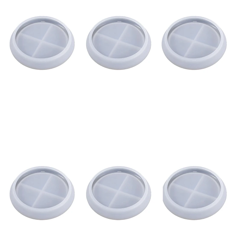 

6Pcs Round Saucer Coaster Glue Round Silicone Diy Crystal Glue Mould