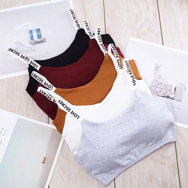 

Teenager Girls Bras Underwear Sexy Seamless Removable Padded Bra Casual Letter Print Bra Fitness Breathable Women Bra