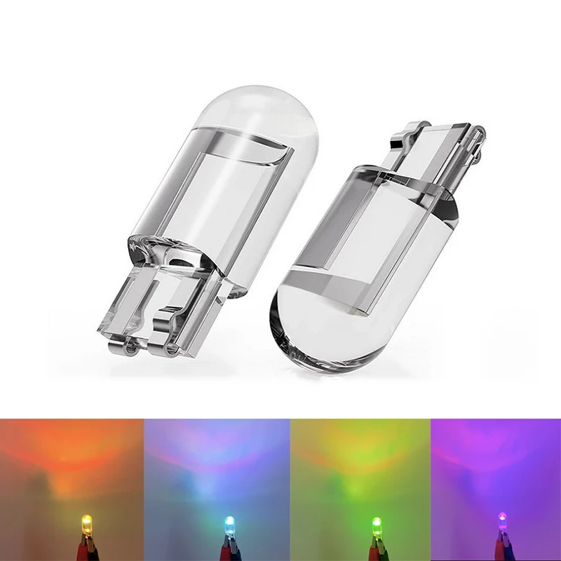 4/10x T10 RGB светодиодный W5W WY5W COB автомобильный фонарь для парковки с клиновидным