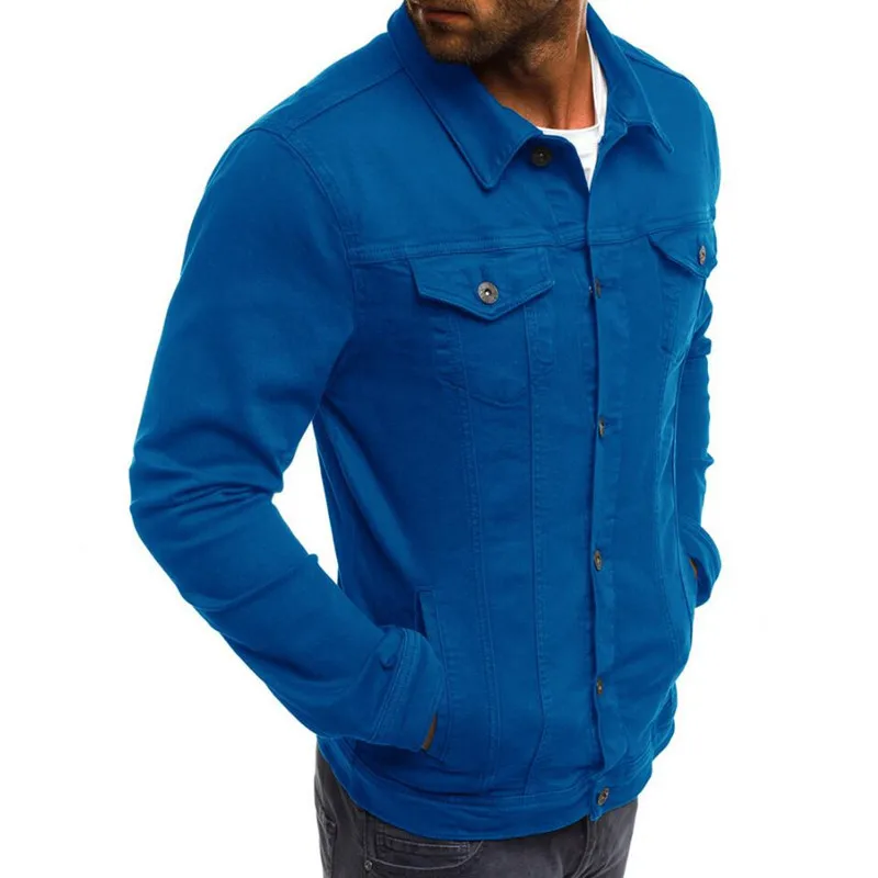 

The popular fashion mens slim fit denim jacket casual blank spring&autumn long sleeve jean coat man lightweight jacket for male