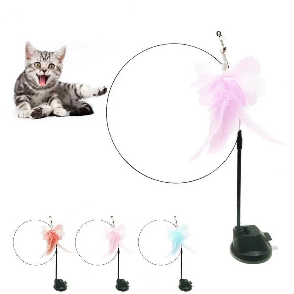 

Popular Wear Resistant Eye-catching Cat Wand Toy with Suction Cup Base Pet Accessories Cat Chasing Toy Cat Feather Toy