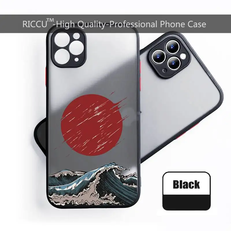 Японский чехол для телефона с изображением волн и солнца цветной бампер