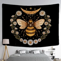 bee floral tapestry wall hanging daisy bohemian hippie witchcraft plant bedroom ins style dormitory home decor