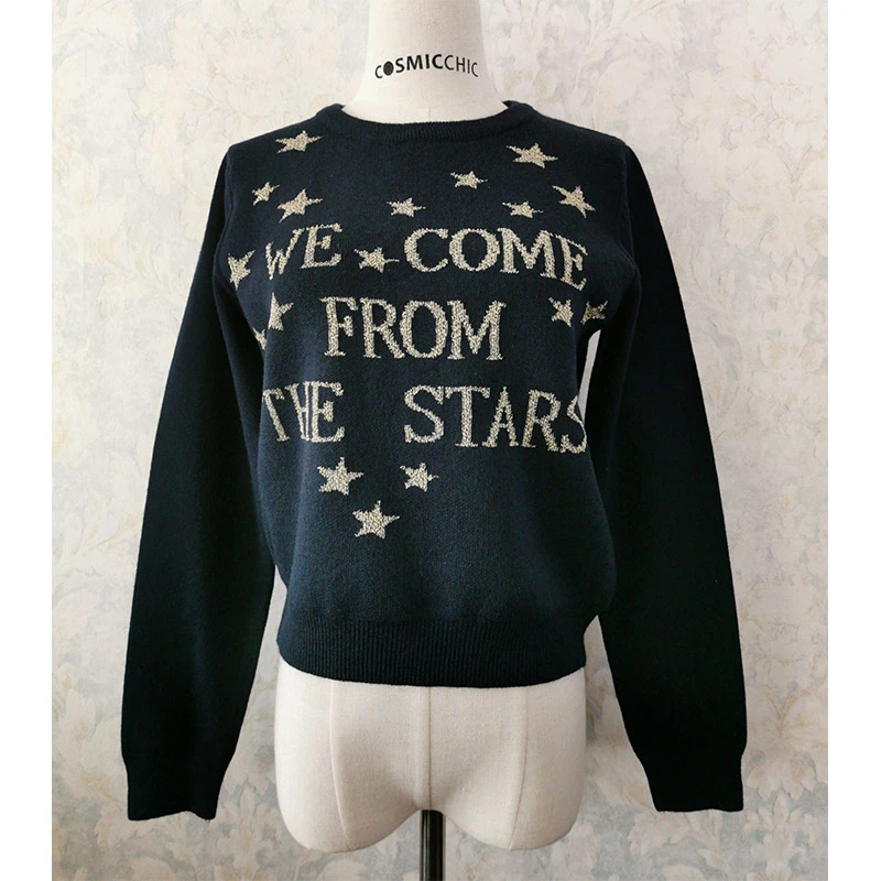 Женский трикотажный свитер Cosmicchic с длинным рукавом из 100% шерсти | Женская одежда