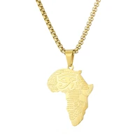 vintage egyptian eyes of horus africa map shape necklaces for men women stainless steel africa map pendant long choker