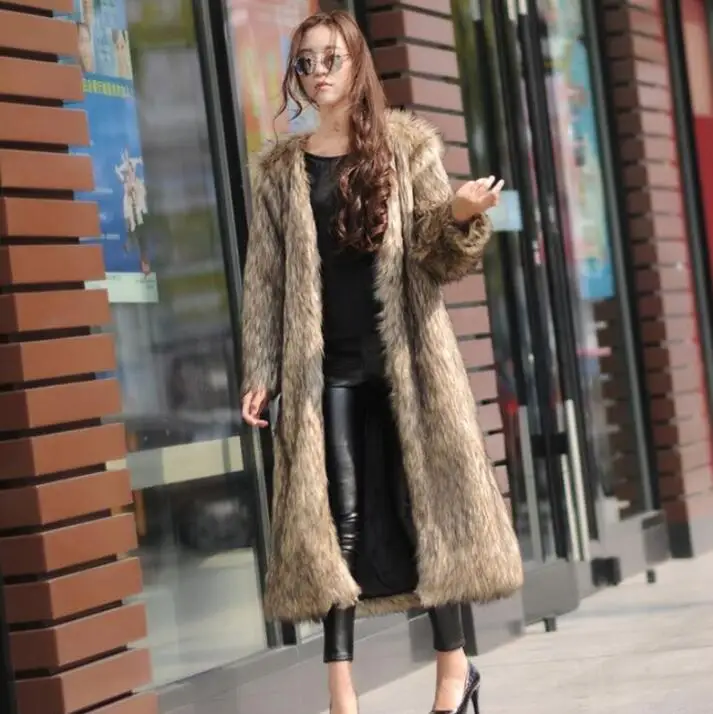 Autumn faux mink fur leather jacket womens warm long fur leather coat women loose jackets winter thicken fashion grey