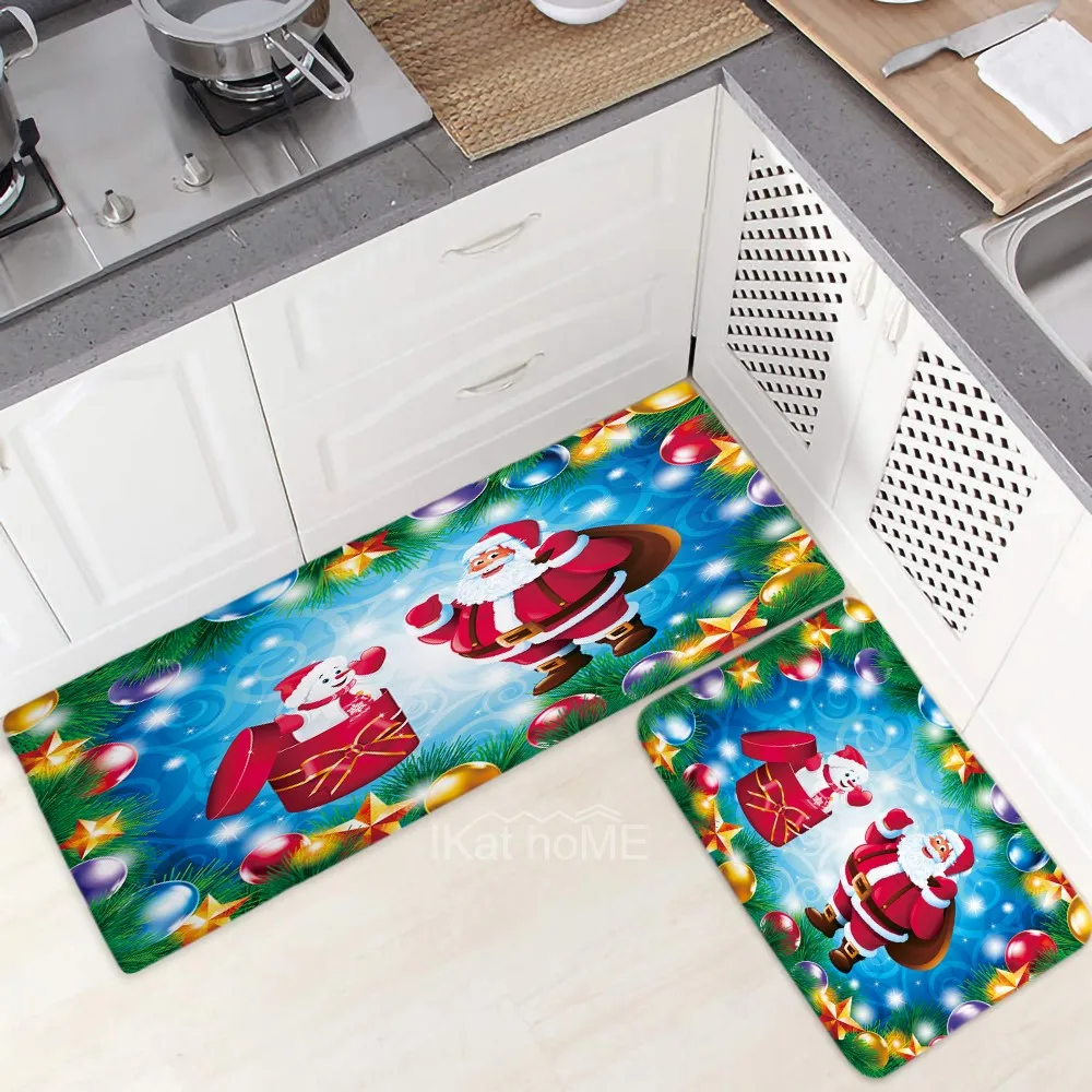 

Christmas Kitchen Rug Bedroom Living Room Dorm Decoration Floor Carpet Entrance Doormat Hallway Bath Anti-Slip Mats Tapis Salon