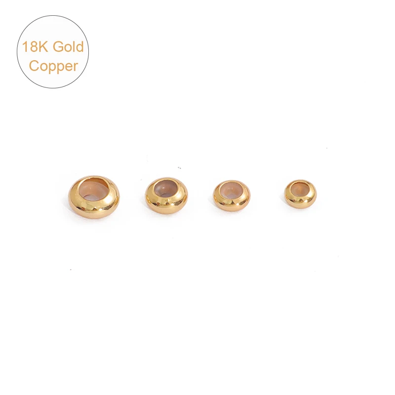 

18K Gold Plated 1Pc 6 7 8 10mm Copper Oblate Shape inside Silicone Positioning Adjusted Beads DIY Jewelry Findings Accessories