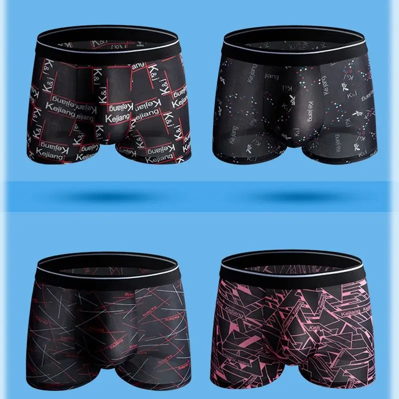 7Pcs/Lot Men Boxers Underwear Ice Silk Underpants Comfortable Man's Underwear Sexy Fashion Quick-drying Men Panty
