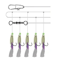20pack soft fishing hooks rigs mackerel feathers bass cod lure sea fishing luminous fishing hook treble bait fishing wire