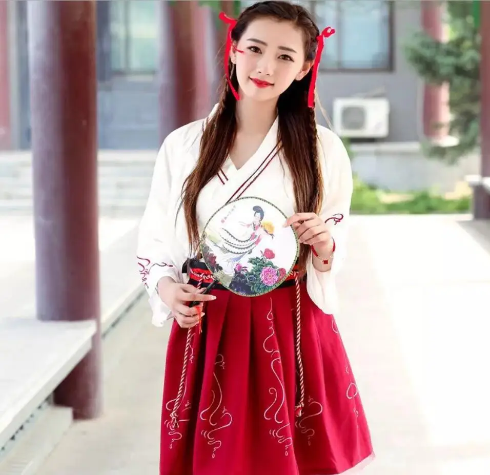

Hanfu Clothing Costume Improved Chinese Element Women Summer Dress Hanfu Chinese Style Skirt Daily Student Stage Costumes