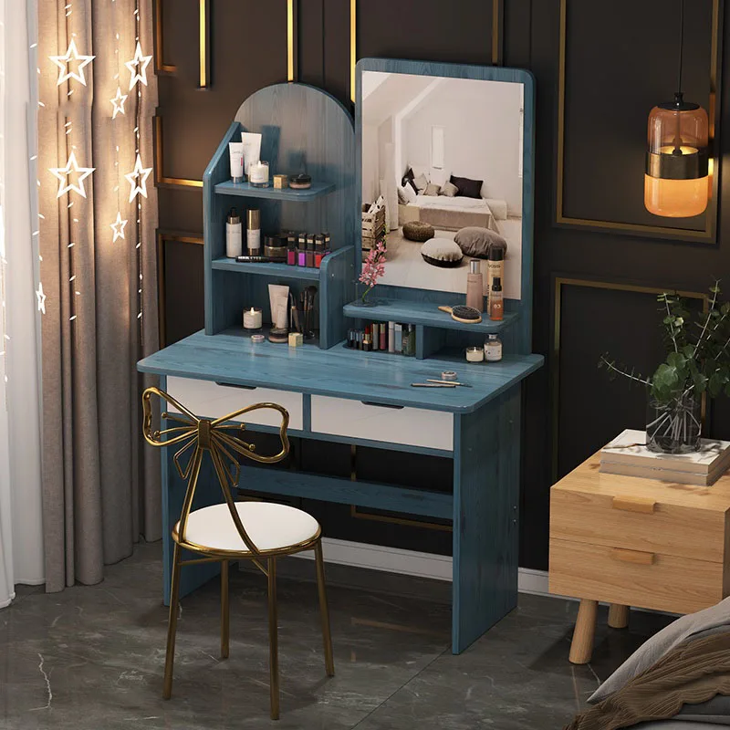 

Nordic Home Dressing Table Modern Minimalist Bedroom Small Apartment Storage Cabinet Integrated Set With Stool Mirror Furniture