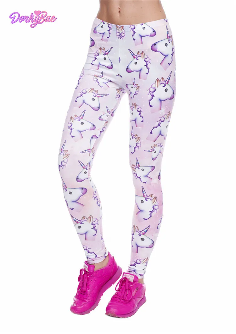 Пикантные спортивные леггинсы с единорогом из полиэстера модные штаны эффектом
