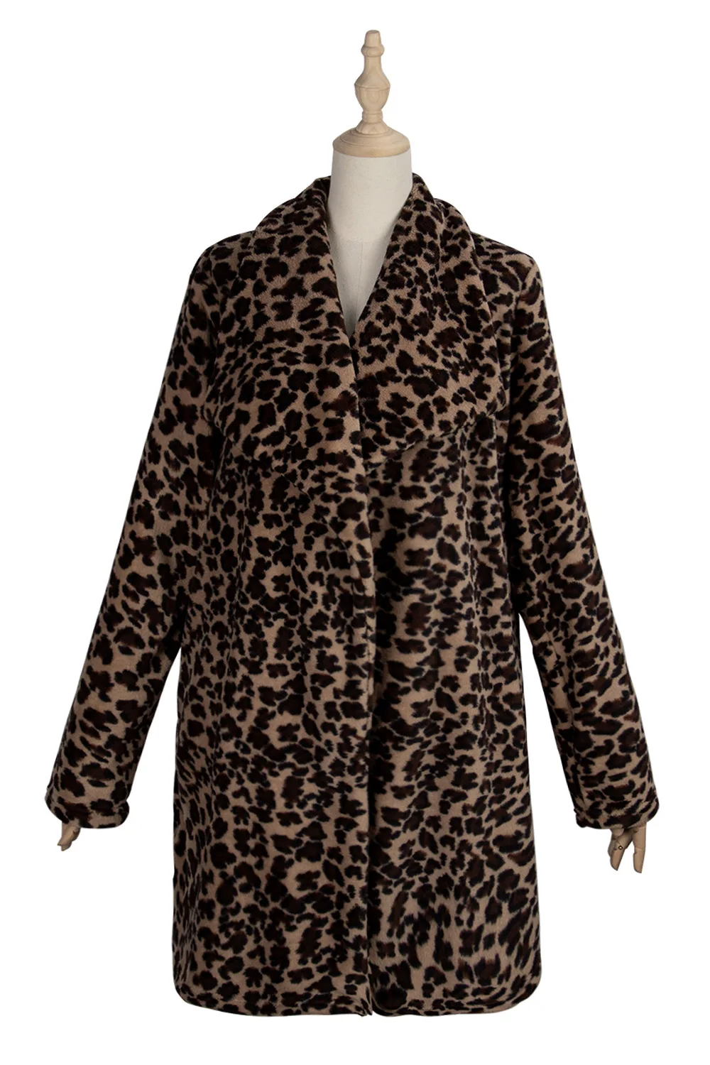 

HAOOHU 2020 winter new women's Woolen coat fashion trends sexy Leopard long sleeve slim thickened warm Windbreaker