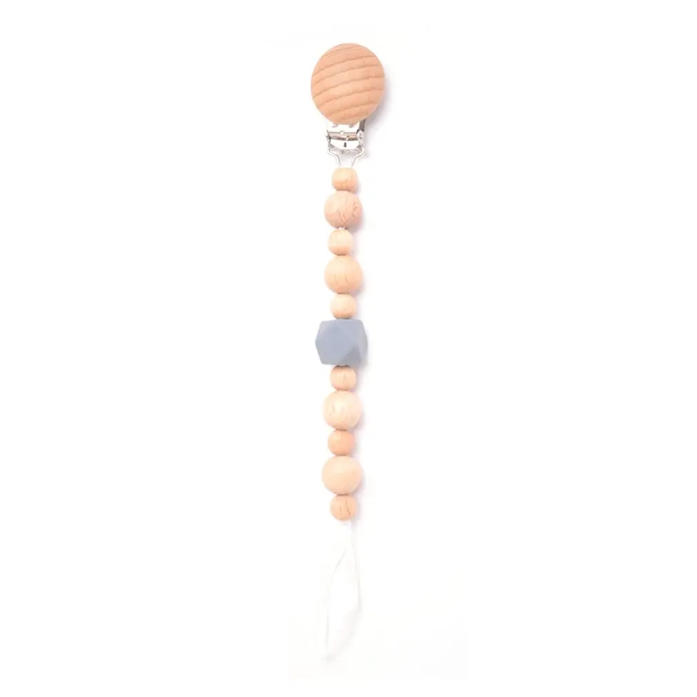 ZG01 Portable Size Baby Kids Wooden Beaded Pacifier Holder Clip Nipple Teether Dummy Strap Chain |
