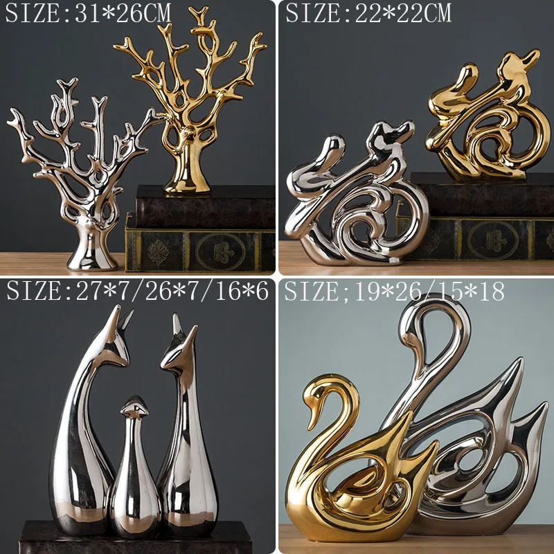 

Nordic Ceramic Figurines Decor Animal Decorative Statue Deer Figure Desktop Christmas Birthday Wedding Gift Crafts Toy Ornaments