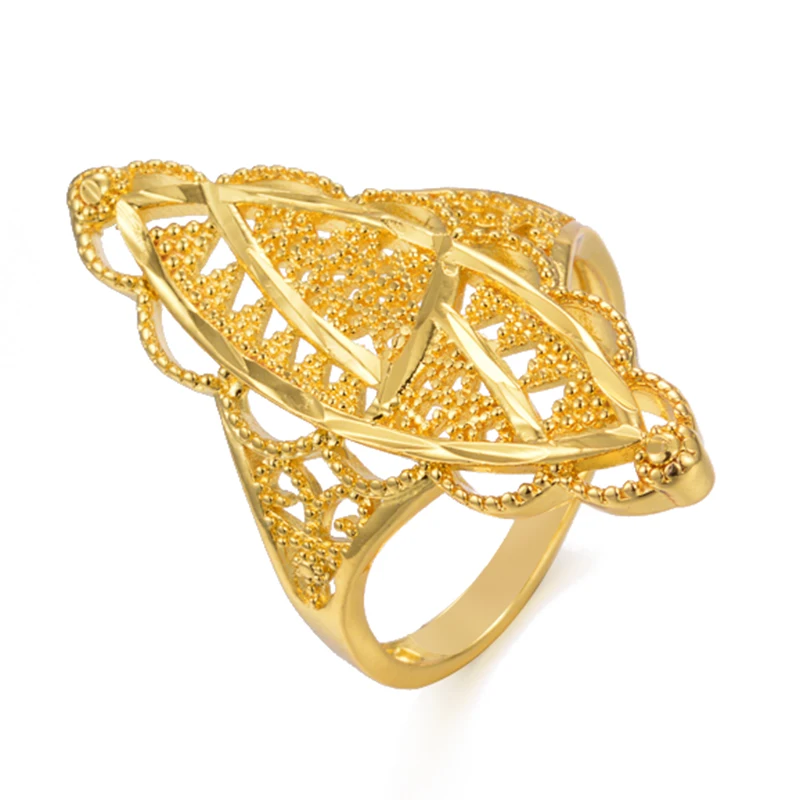 

Dubai Jewelry Gold Color Ring For Women Girl Arab Jewelry Africa India/Ethiopian/Nigerian Mama Wife Best Gifts