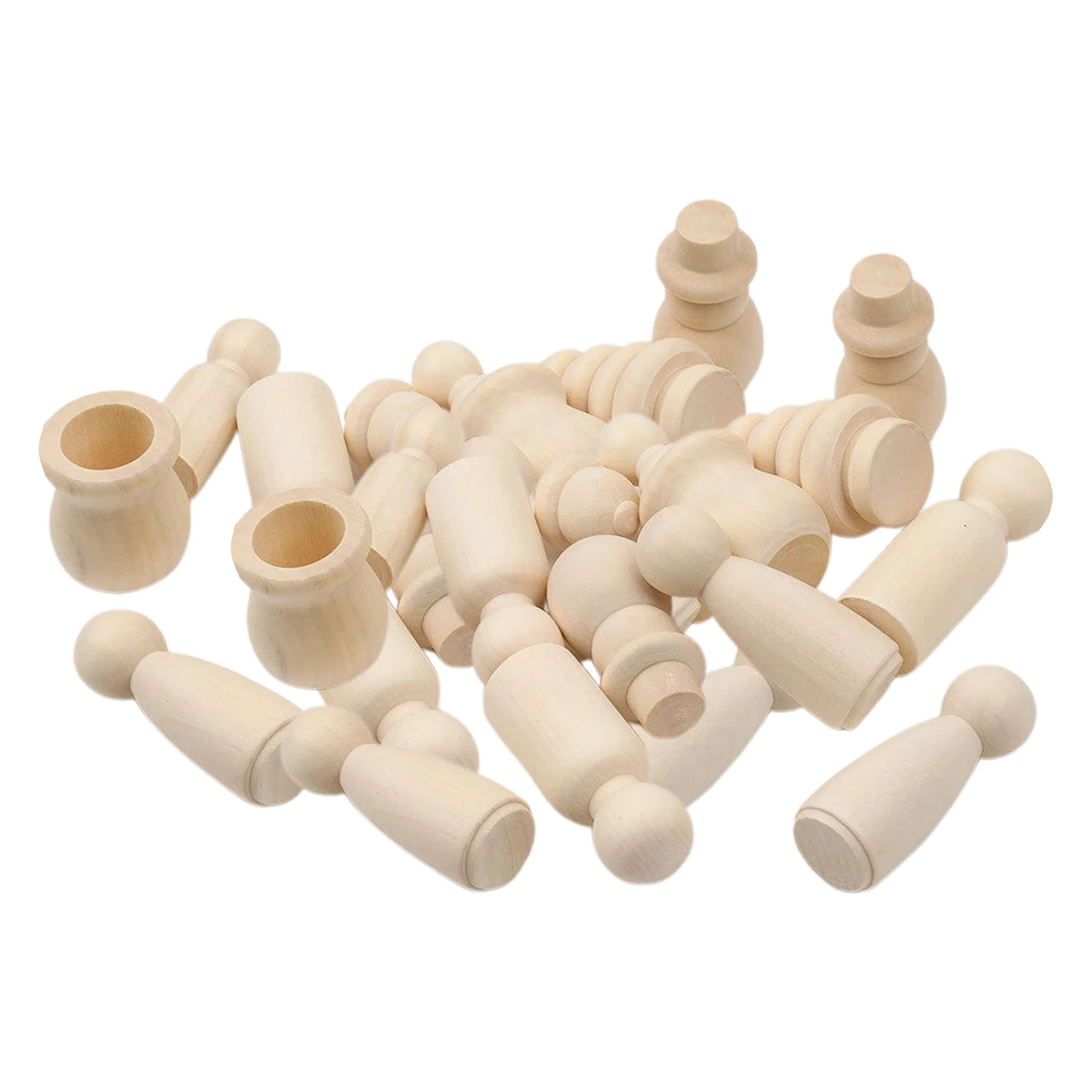

40x Unfinished Wood Peg Dolls Wooden Figures Mini People DIY Craft Kids Toy