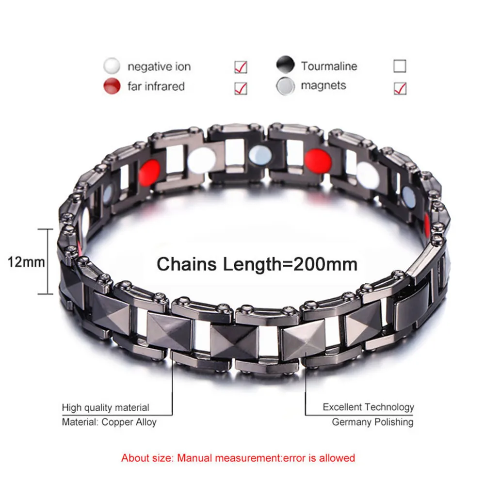 Модный энергетический Магнитный браслет для мужчин Медный звено цепи целебные