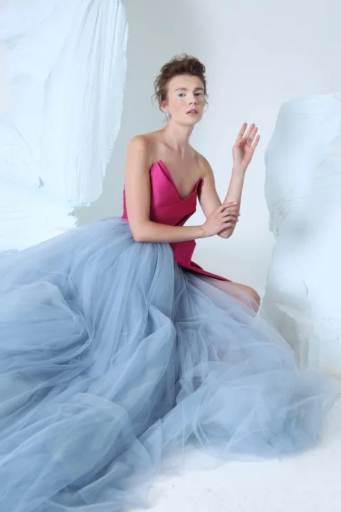 2 цвета вечернее платье длинное abiye robe de soiree Вечерние платья из тюля vestido de festa элегантные вечерние платья с открытыми плечами