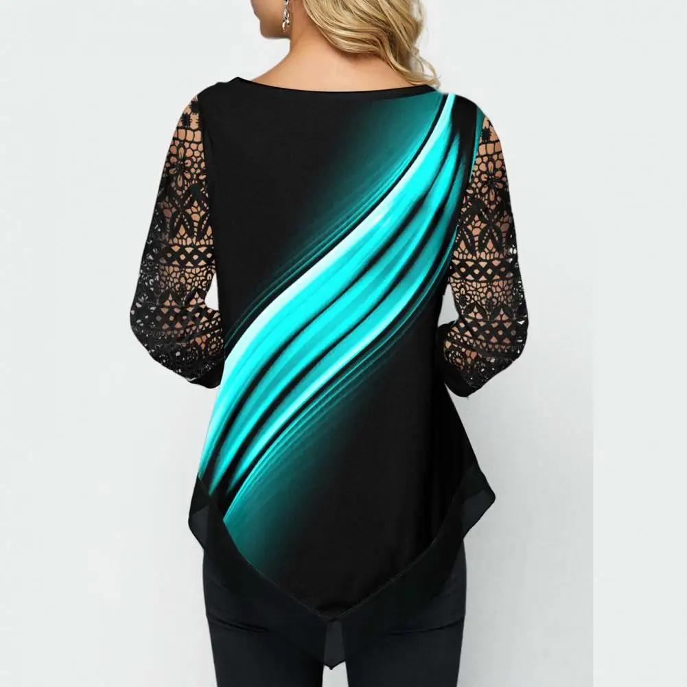 

M-4XL T Shirt Women Plus Size Three Quarter Ladies Tee Shirts Floral Print Loose Casual Tops Female Irregular Autumn Clothes