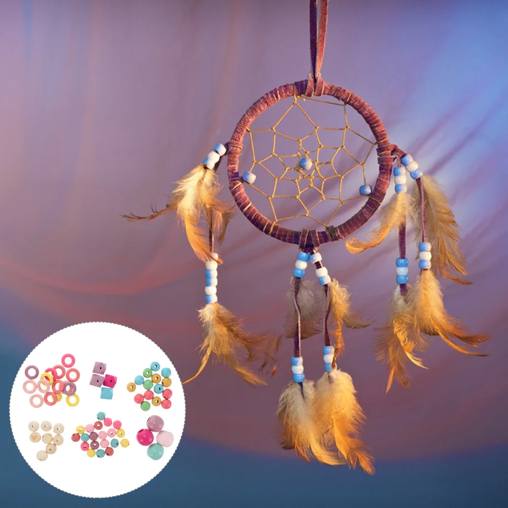 

6 Bags Wooden Bead DIY Material Supply for Craft Making Necklace Jewelry