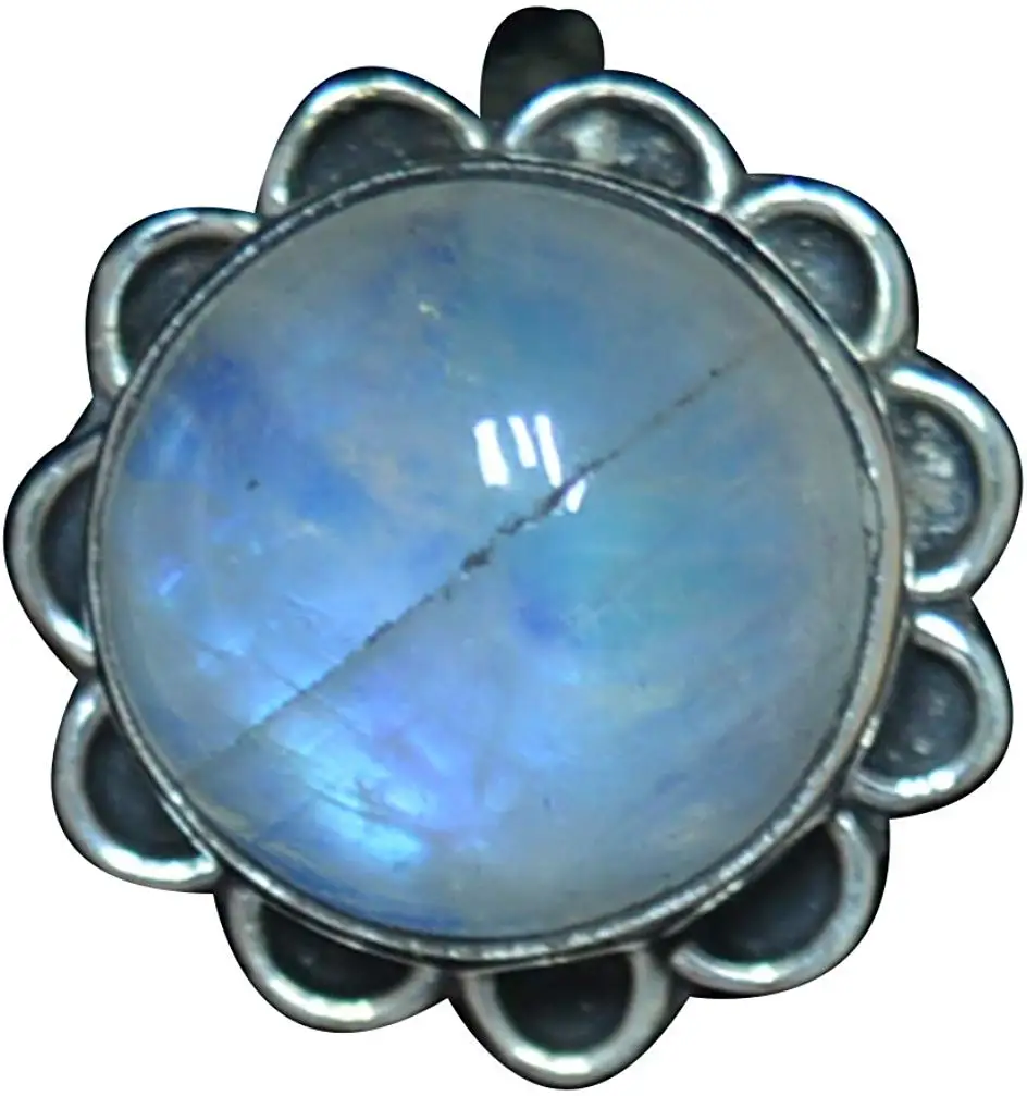 

Оригинальное кольцо из лунного камня с Синим огнем, искусственное серебро, США, размер: 8, 2SR469