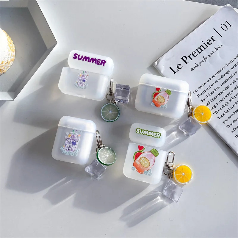 

Прозрачный чехол для Apple AirPods 1 2 Pro с рисунком лимона, оранжевого, льда, чехол для iPhone, аксессуары для наушников, чехол для Airpod, чехол для Air Pods