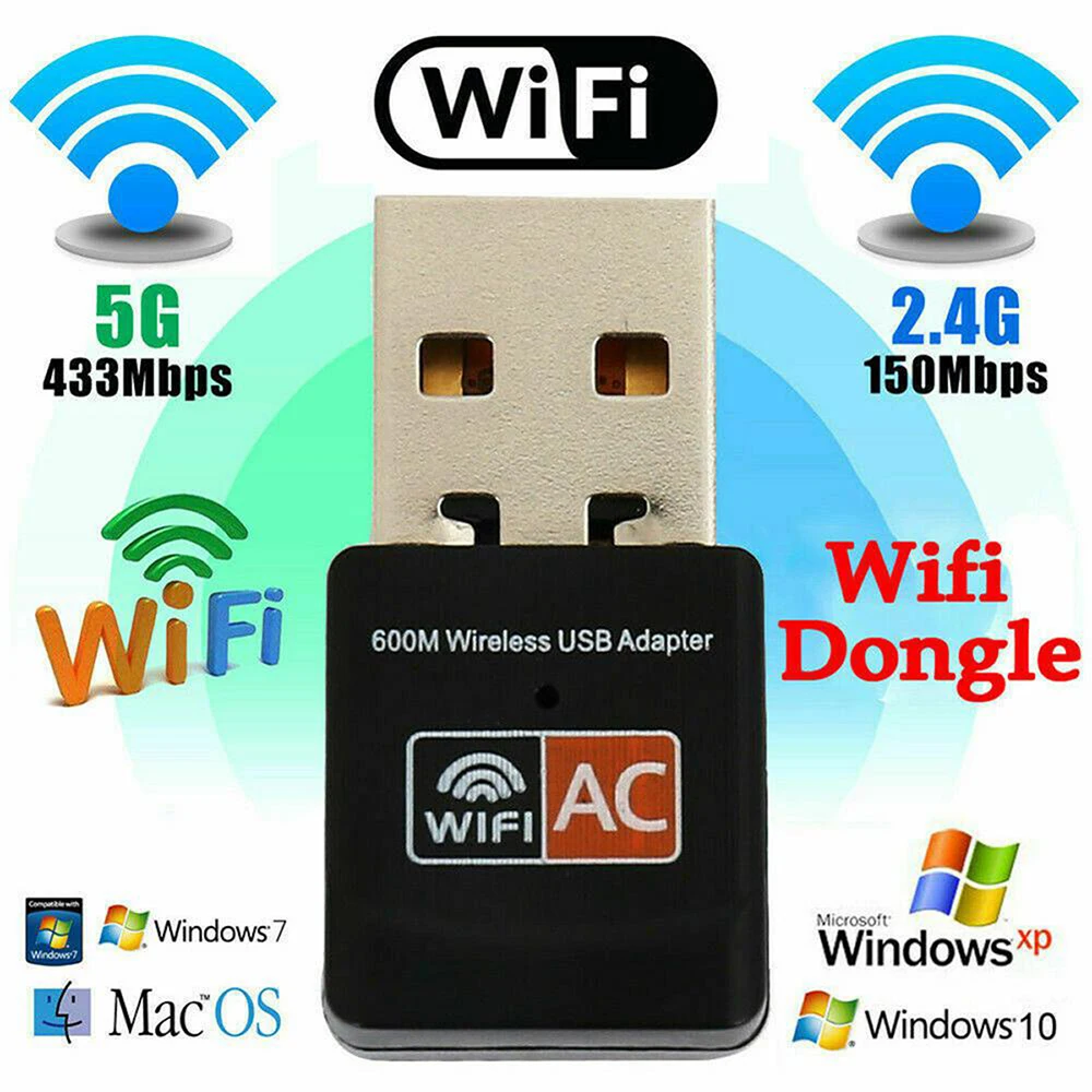 Беспроводной USB WiFi адаптер 600 Мбит/с wi fi ключ PC сетевая карта двухдиапазонный wifi 5