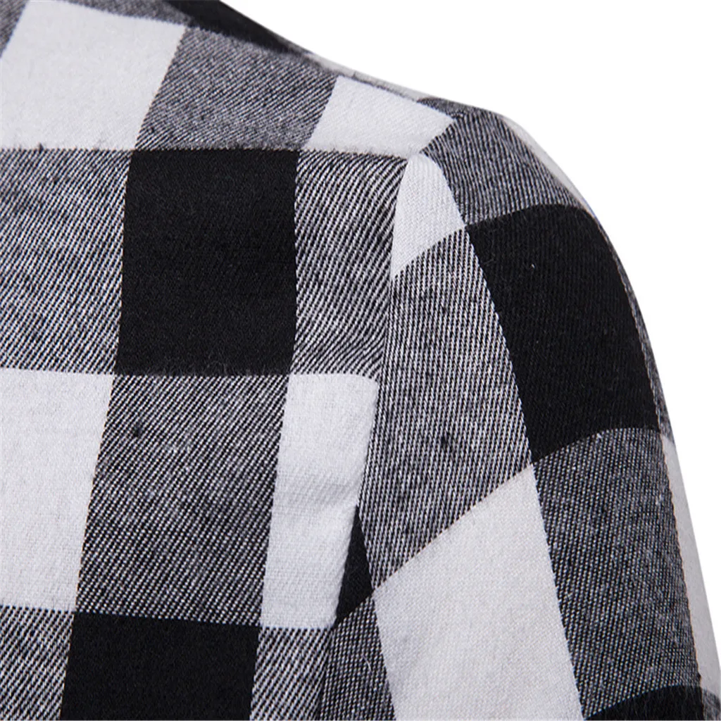 KLV Мужская рубашка с длинным рукавом мужская из полиэстера клетчатая туника