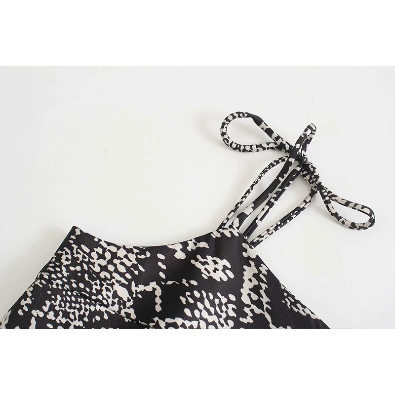 

WXWT Za Fashion Women Snake Print Strap Mini Dress Sleeveless Backless Ladies Vintage Dress Vestidos CD8175