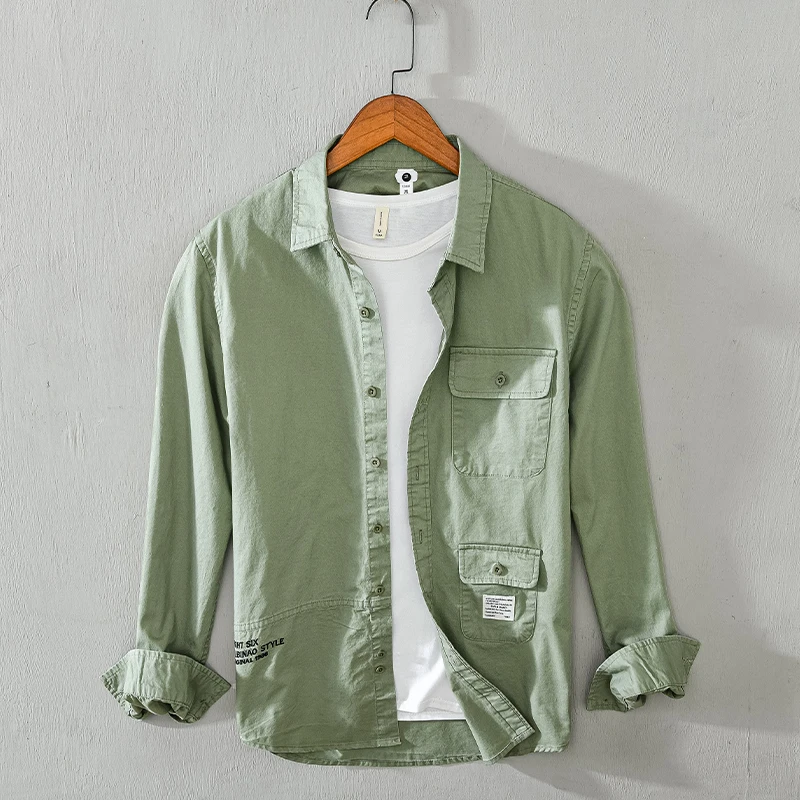 

Suehaiwe's brand Italy long-sleeved pure cotton shirt men spring green shirt mens fashion comfortable shirts male camisa chemise