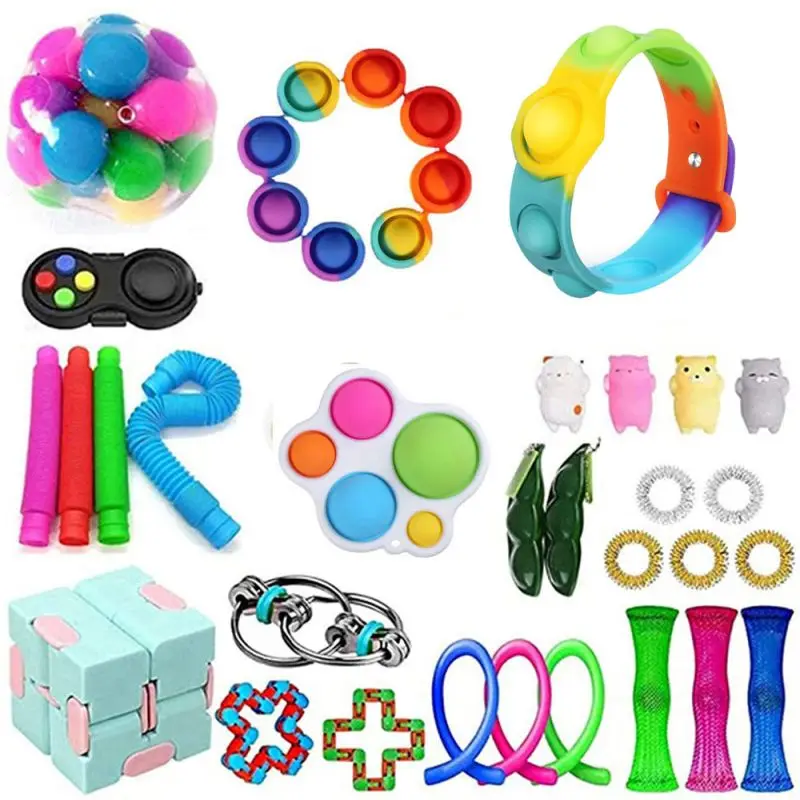 

New decompression fidget toys set bubble bracelet telescopic tube ring toy stress toy mini toys squeeze toy игрушки для детей