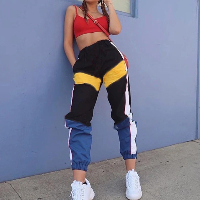 

Matching Color Contrast Sports Pants Autumn 2020 New Women's Casual Pants Street Style High Waist Binding Pocket Harem Pants