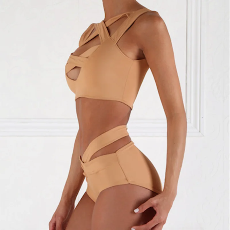 

Front Cross-strap Bikini Set Bra Top Bottom Panties for Swimming Beach Pool SWD889